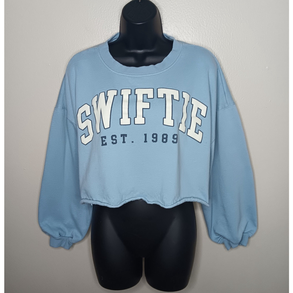 Originality Tops - Taylor Swift Swiftie Medium Crop Boyfriend Sweatshirt Balloon Sleeve Oversized